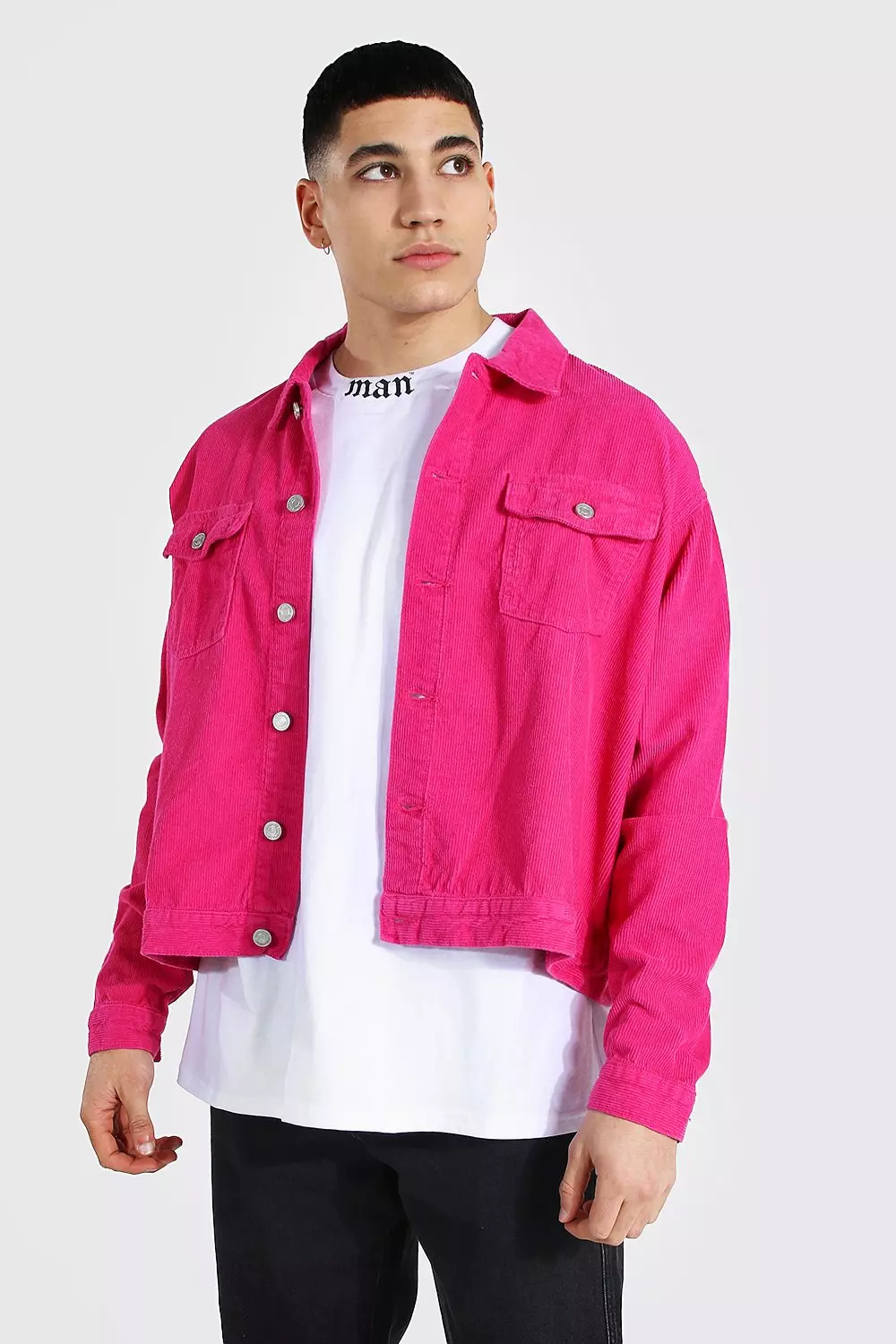 Pink cord denim jacket sale